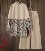 Women’s Plus Size Printed Patchwork Two-Piece Set – Long Sleeve Top & Loose Pants - Image 3