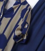 Women’s Navy Blue Polka Dot Two-Piece Set – Elegant V-Neck Button-Up Top with Wide-Leg Pants, Chic and Comfortable Outfit for All Seasons and Occasions - Image 6