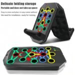 28-Hole Push-Up Board with Resistance Bands – Home & Gym Exercise Equipment for Chest, Arms, and Shoulders, Foldable Muscle Training Device