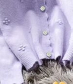 Women’s Elegant Knit Cardigan – Round Neck Long Sleeve Sweater with 3D Floral Embellishments, Wavy Hem, Button Accents, Solid Color, Perfect for Autumn & Winter - Image 8