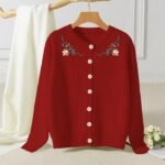 Ladies' Stylish Printed Cardigan | Soft, Comfortable Crew-Neck Design Perfect for Everyday Fall & Winter Wear