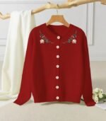 Ladies' Stylish Printed Cardigan | Soft, Comfortable Crew-Neck Design Perfect for Everyday Fall & Winter Wear