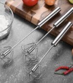Semi-Automatic Stainless Steel Egg Beater - Image 3